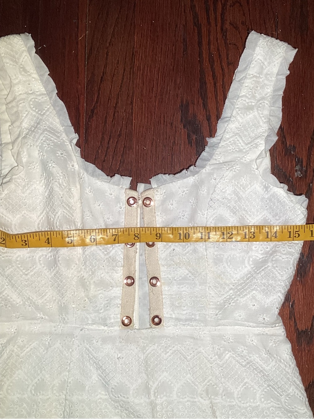 For love and Lemon eyelet mini White Lace-Up Sleeveless Mini Dress small - Picture 9 of 10